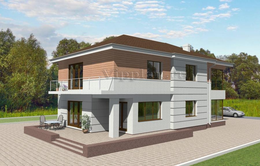 Двухэтажный дом с цоколем